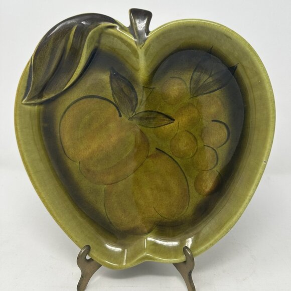 California Originals Other - 1960s LOS ANGELES POTTERIES Green Glaze APPLE DISH PLATE 9"x 9" #42-3-6 Pottery